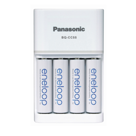 Panasonic Eneloop BQ-CC55 batterioplader + 4 x AA Eneloop 